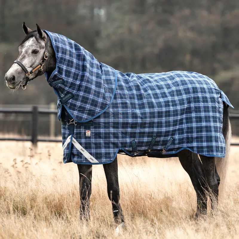Horseware Rhino Plus Turnout Heavy Vari-Layer Navy Check/ Teal