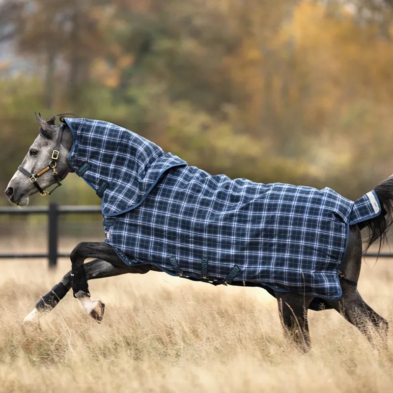 Horseware Rhino Plus Turnout Heavy Vari-Layer Navy Check/ Teal-1