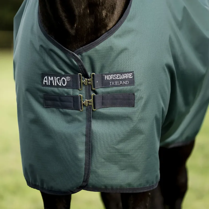 Amigo Ripstop 900D Standard Neck 0g Turnout Rug - Dynasty Green/Navy-3
