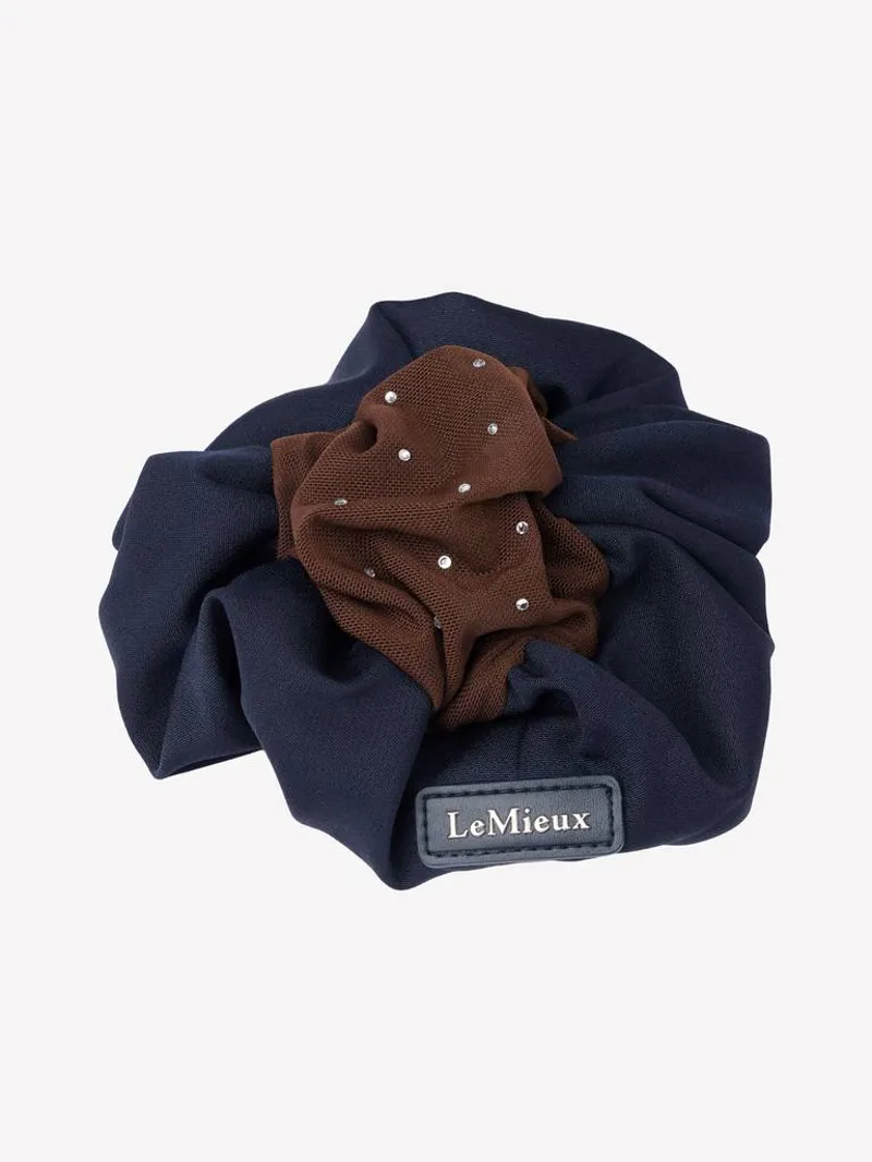LeMieux Scrunchie with Crystal Hair Net Navy-2
