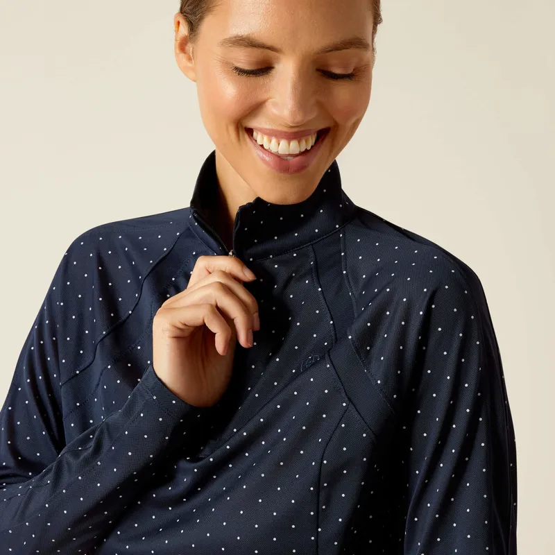 Ariat Sunstopper 3.0 1/4 Zip Baselayer Navy Dot-3