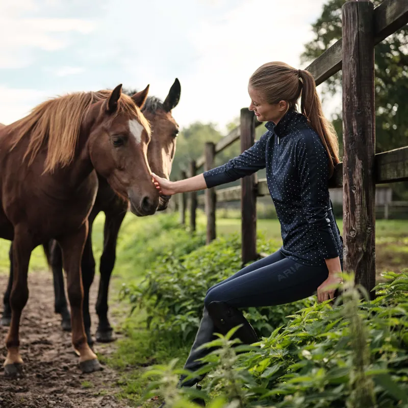 Ariat Sunstopper 3.0 1/4 Zip Baselayer Navy Dot-4
