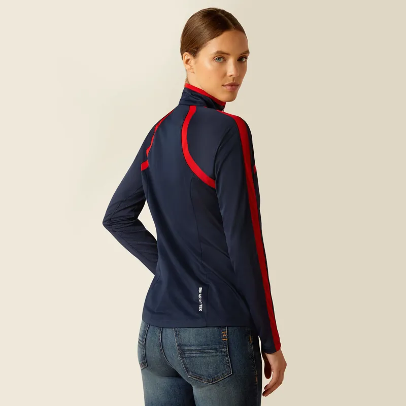 Ariat Sunstopper 3.0 1/4 Zip Baselayer Navy/Red-1