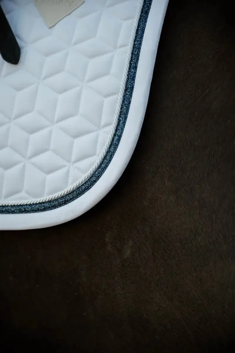 Kentucky Horsewear Saddle Pad Glitter Rope Dressage White/Navy-2